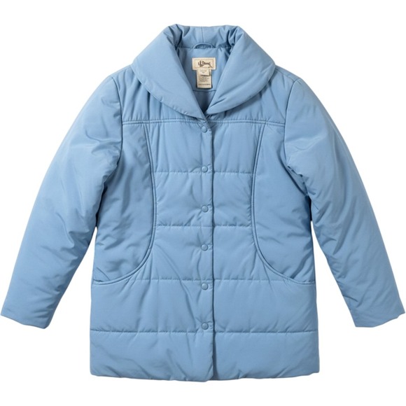 L.L. Bean Jackets & Blazers - LL Bean Womens Light Blue Quilted Shawl Collar Snap Front Puffer Jacket Size M